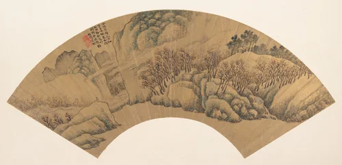 Azure Cliff with Red Maples by Wu Bin, painting, 1603