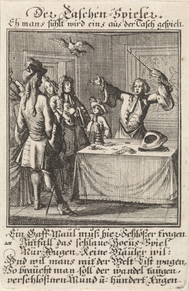 Goochelaar by Caspar Luyken, print, 1711