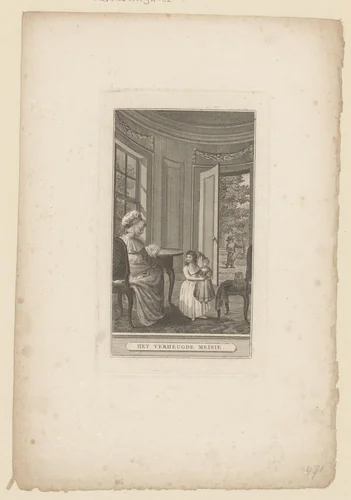 Meisje met pop bij haar moeder by anonymous, print, 1792