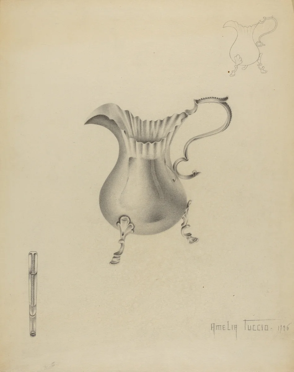 Silver Creamer by Amelia Tuccio, index of american design, 1936