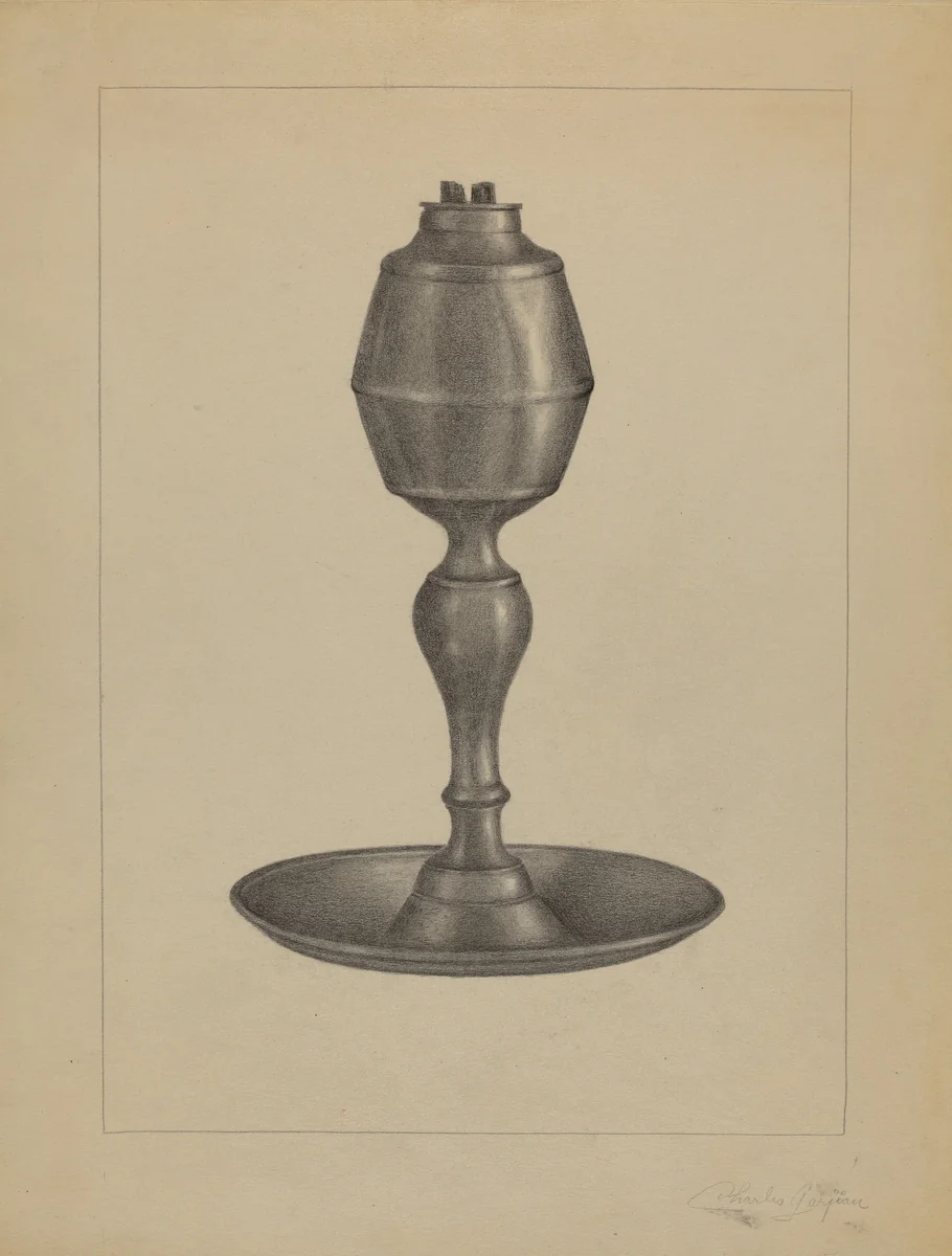 Whale Oil Lamp by Charles Garjian, index of american design, 1936