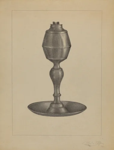 Whale Oil Lamp by Charles Garjian, index of american design, 1936