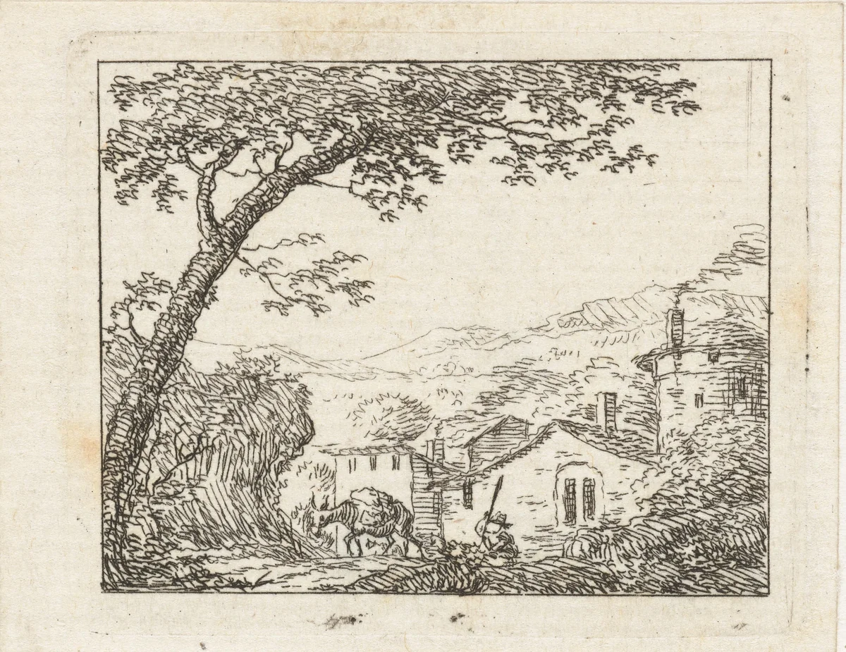 Dorpsgezicht by Johanna de Bruyn, print, 1732-1782