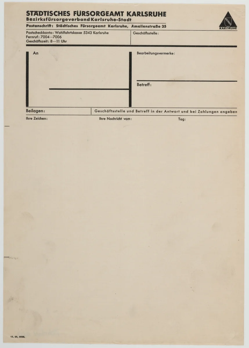 Städtisches Fürsorgeamt Karlsruhe by Kurt Schwitters, design, 1929