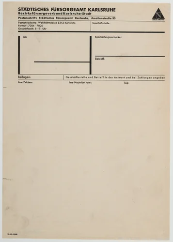 Städtisches Fürsorgeamt Karlsruhe by Kurt Schwitters, design, 1929