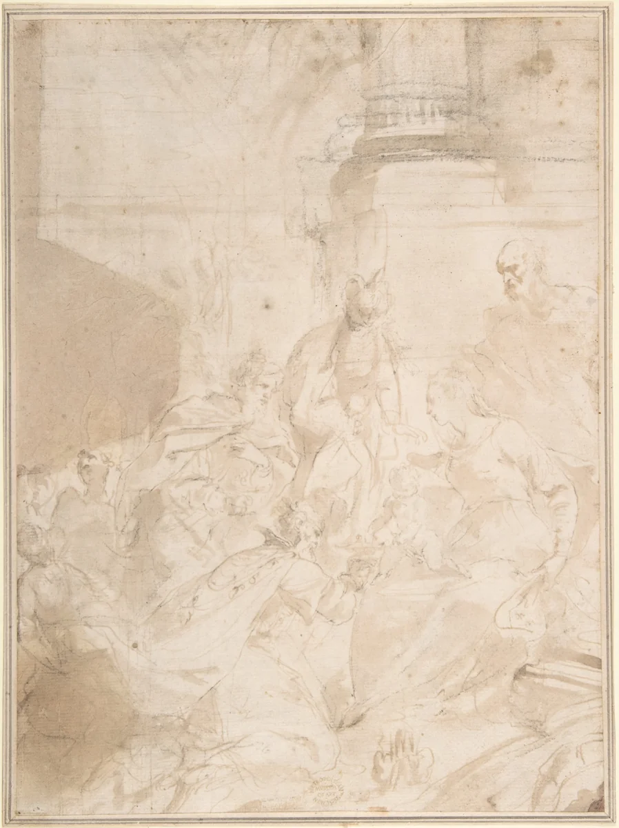 Adoration of the Kings by anonymous, drawing, 1600-1700