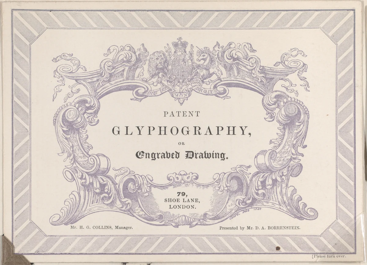 Trade card for Edward Palmer's Glyphographic Office, Glyphographic Printer by anonymous, print, 1839-1849
