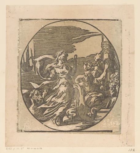 Circe drinkend by Unknown, print, 1568-1629