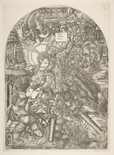 The Angel Gives Saint John the Book to Eat, from the Apocalypse by Jean Duvet, print, 1480-1570