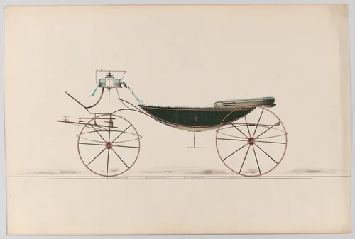 Design for Vis-à-vis with Canoe Bottom (unnumbered) by Brewster & Co., drawing, 1865-1875