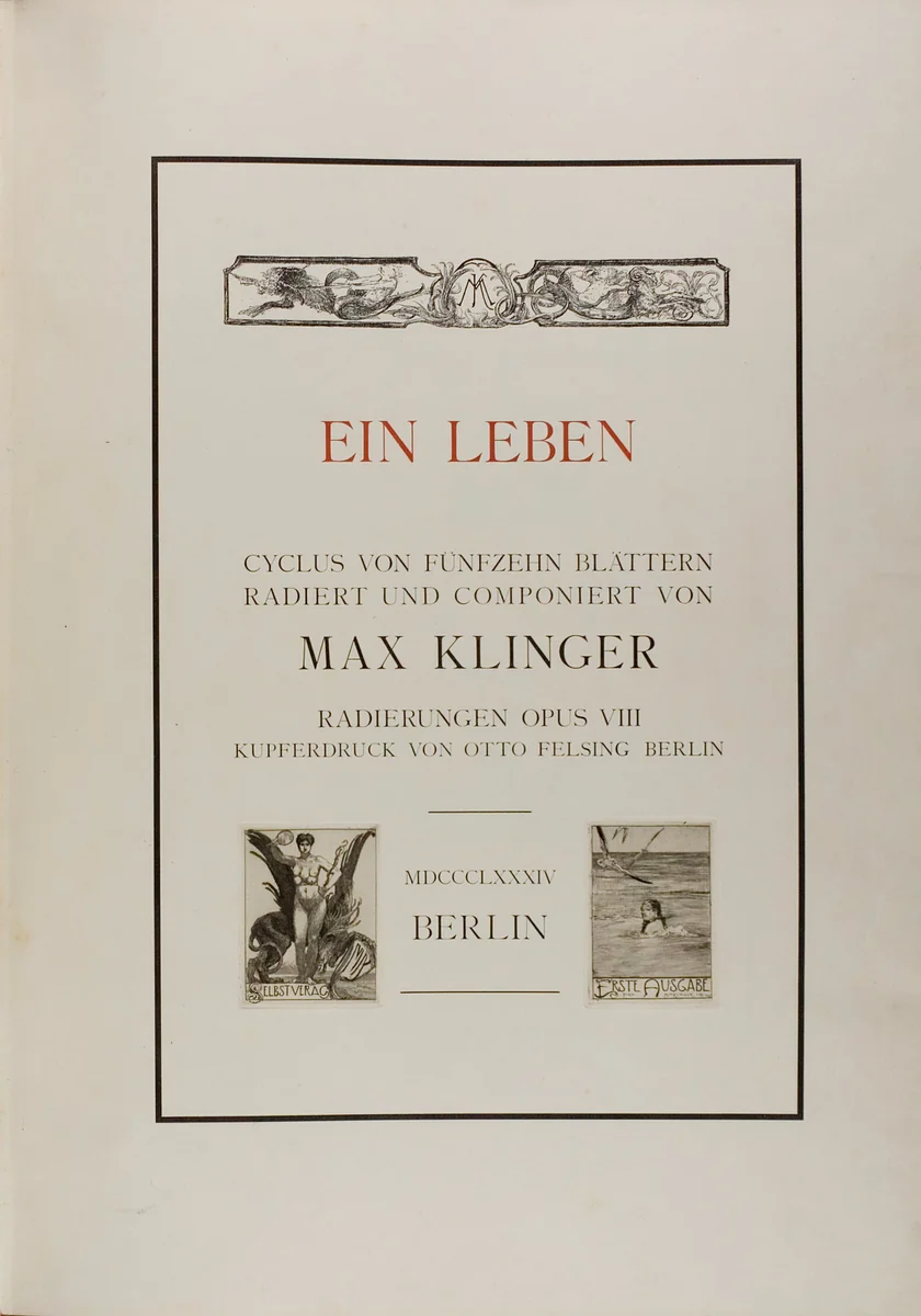 Title Page: A Life by Max Klinger, print, 1884