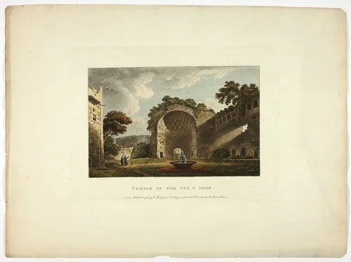 Temple of the Sun & Moon, plate two from Ruins of Rome by M. Dubourg, print, 1796