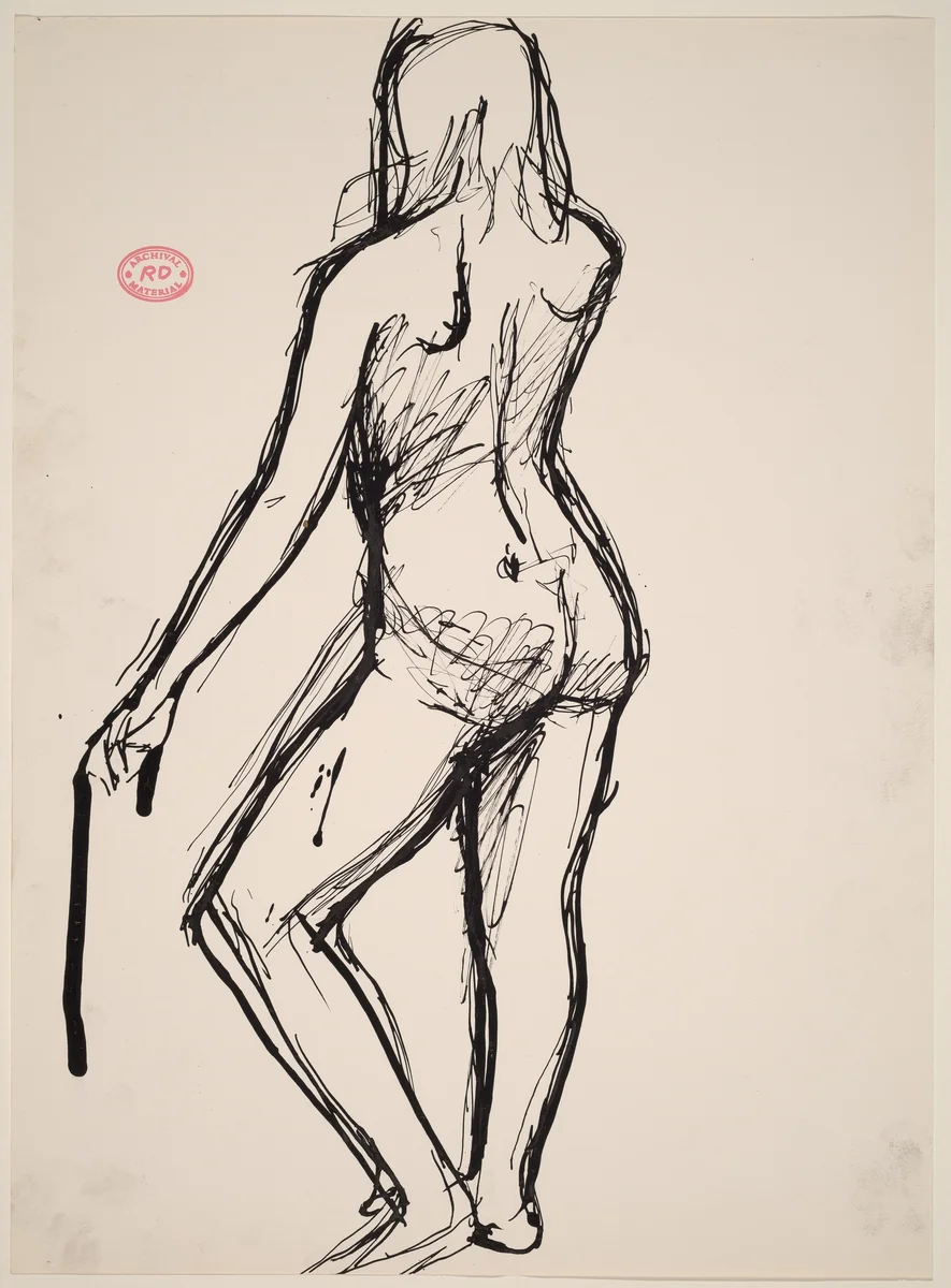 Untitled [back view of nude holding a support in her left hand] by Richard Diebenkorn, drawing, 1955-1967