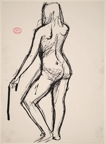 Untitled [back view of nude holding a support in her left hand] by Richard Diebenkorn, drawing, 1955-1967