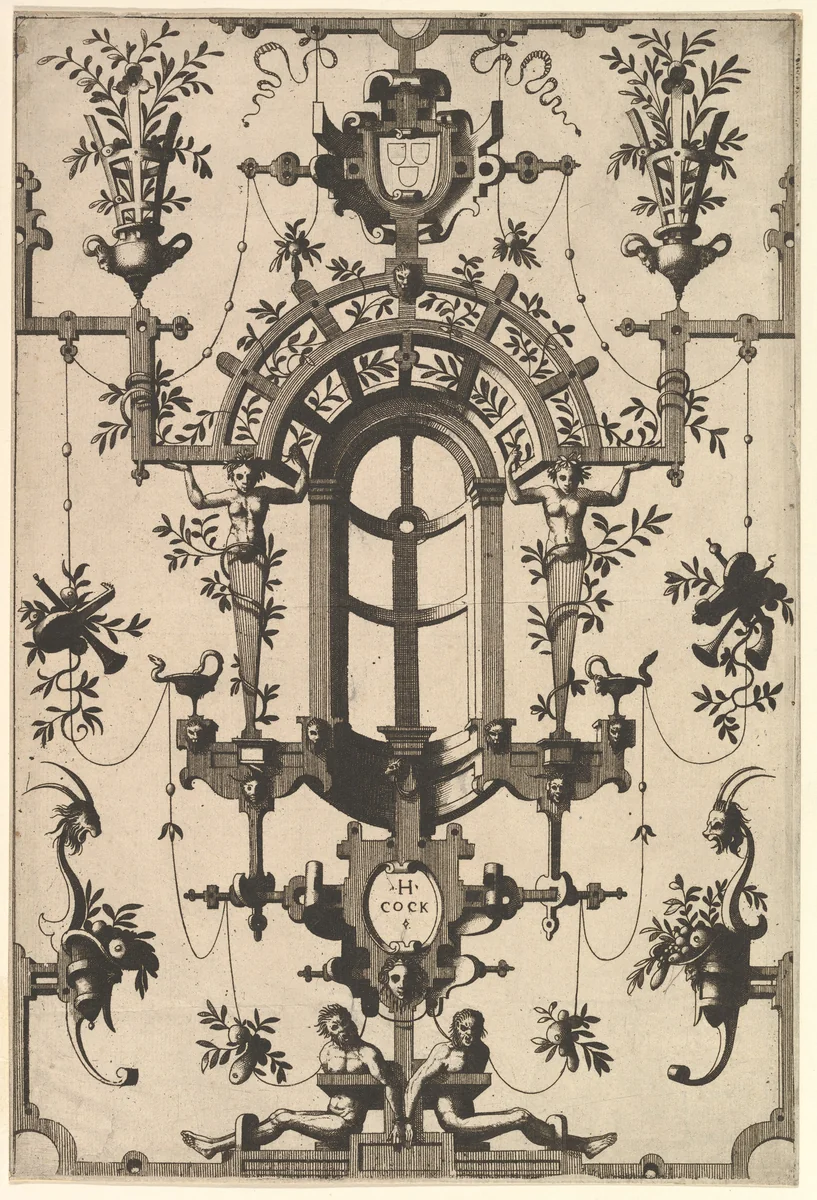 Modern Grotesque with Strapwork by Johannes van Doetecum, print, 1554