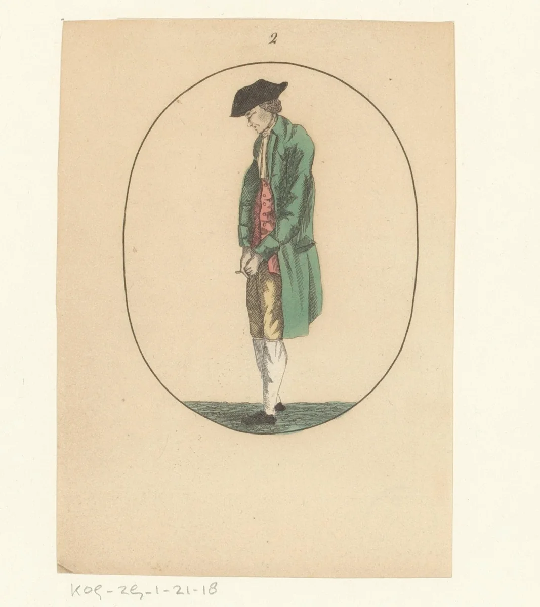 Staande man met steek by anonymous, print, 1750-1849