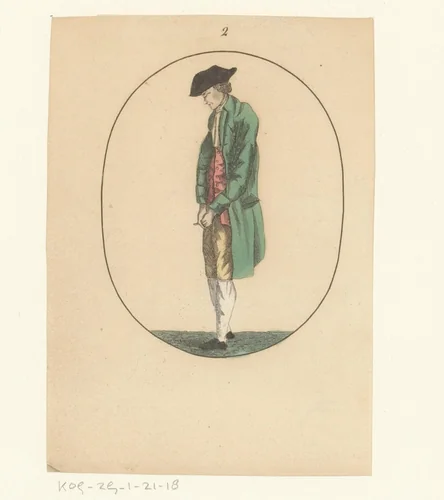 Staande man met steek by anonymous, print, 1750-1849