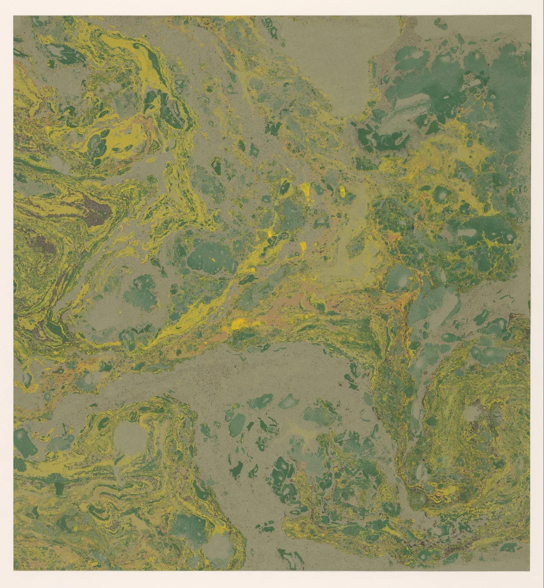 Fantasiemarmer in groen, geel en zwart by anonymous, other, 1900-1969