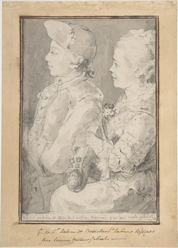 Germain-Augustin and Rose de Saint-Aubin, Drawn by Their Uncle by Gabriel de Saint-Aubin, drawing, 1766