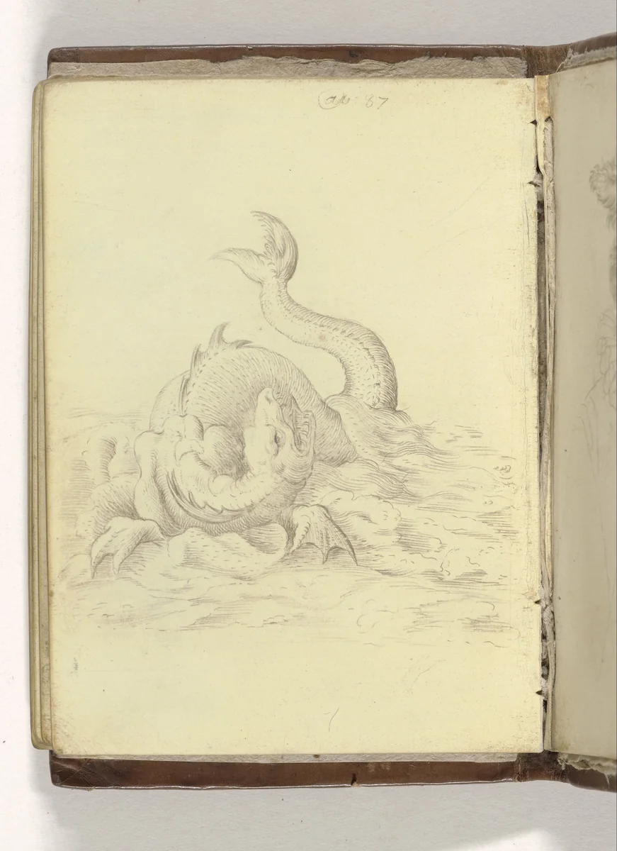 Draak by anonymous, drawing, 1587