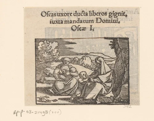 Profeet Hosea met zijn vrouw en kinderen by anonymous, print, 1530-1533