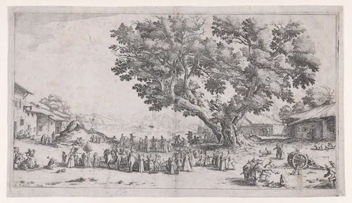 La Fiore de Gondreville pièce appelée aussi La Fête du Village, La Petite Foire, Le Bal Champêtre, Le Jeu de Boules (The Fair at Gondreville also called The Village Festival, The Little Fair, The Country Dance, The Game of Bowls) by Jacques Callot, print, 1624-1625