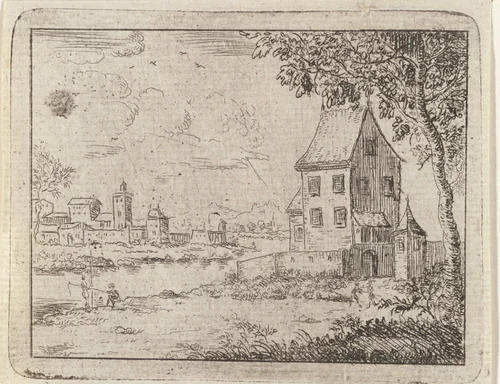 Huis bij een rivier by Abraham Corneille de Brakonier, print, 1760-1770