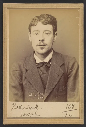 Hostenbock. Joseph, Louis. 22 ans, né à Bruxelles (Belgique). Coiffeur. Anarchiste. 26/2/94. by Alphonse Bertillon, photograph, 1894