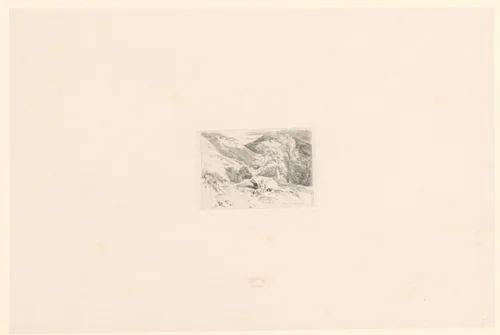 Landschap met rustende reiziger en zijn hond by Edwin Henry Landseer, print, 1848