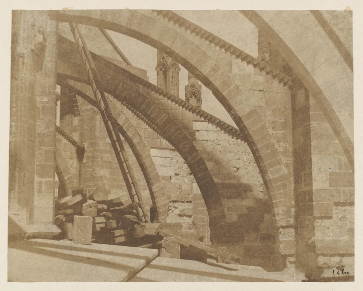 Paris, cathédrale Notre-Dame, les arcs-boutants by Henri-Jean-Louis Le Secq, photograph, 1849-1853