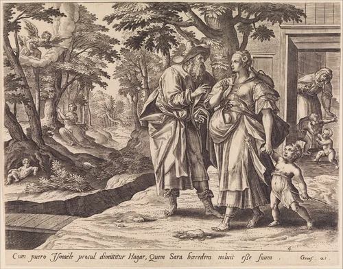 The Banishment of Hagar and Ishmael, from The Story of Abraham by Adriaen Collaert, print, 1584-1585