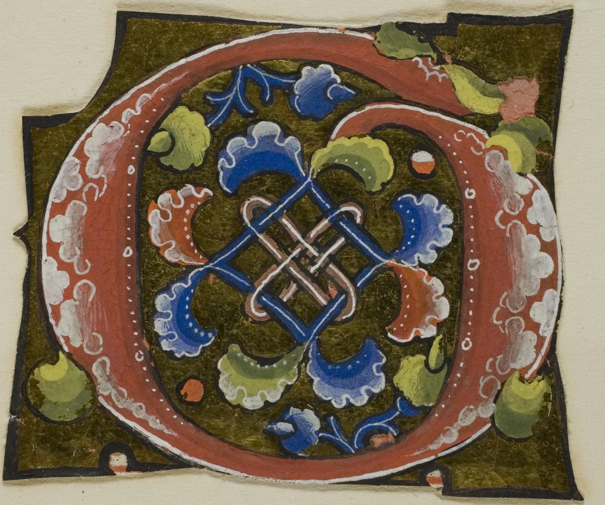 Decorated Initial "G" in Red with Conventional Flower from a Manuscript by European, painting, 1301-1400