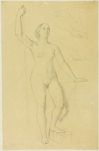 Study for Joan of Arc, and Sketches of Hands by Jean-Auguste-Dominique Ingres, drawing, 1841-1854