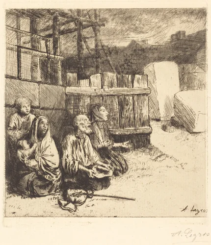 English Beggars (Les mendiants anglais) by Alphonse Legros, print, 1875