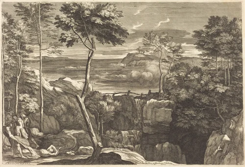 The Parable of the Good Samaritan by Sébastien Bourdon, print, 1616-1671