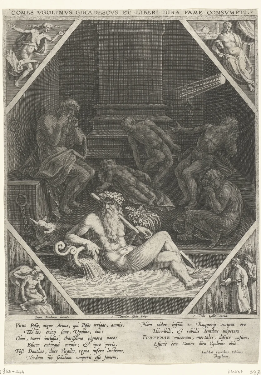 Hongerdood van hertog Ugolino della Gherardesca by Unknown, print, 1593-1597