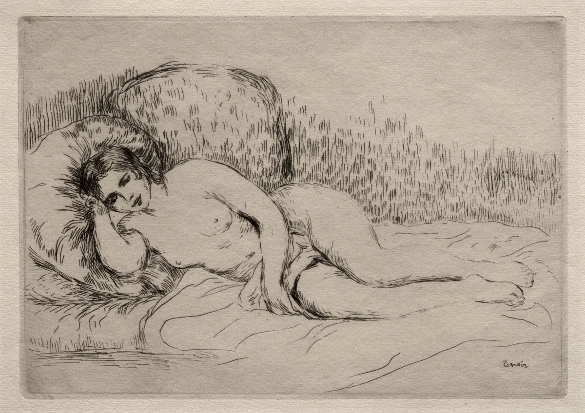 Nude Woman Reclining by Pierre-Auguste Renoir, print, 1906
