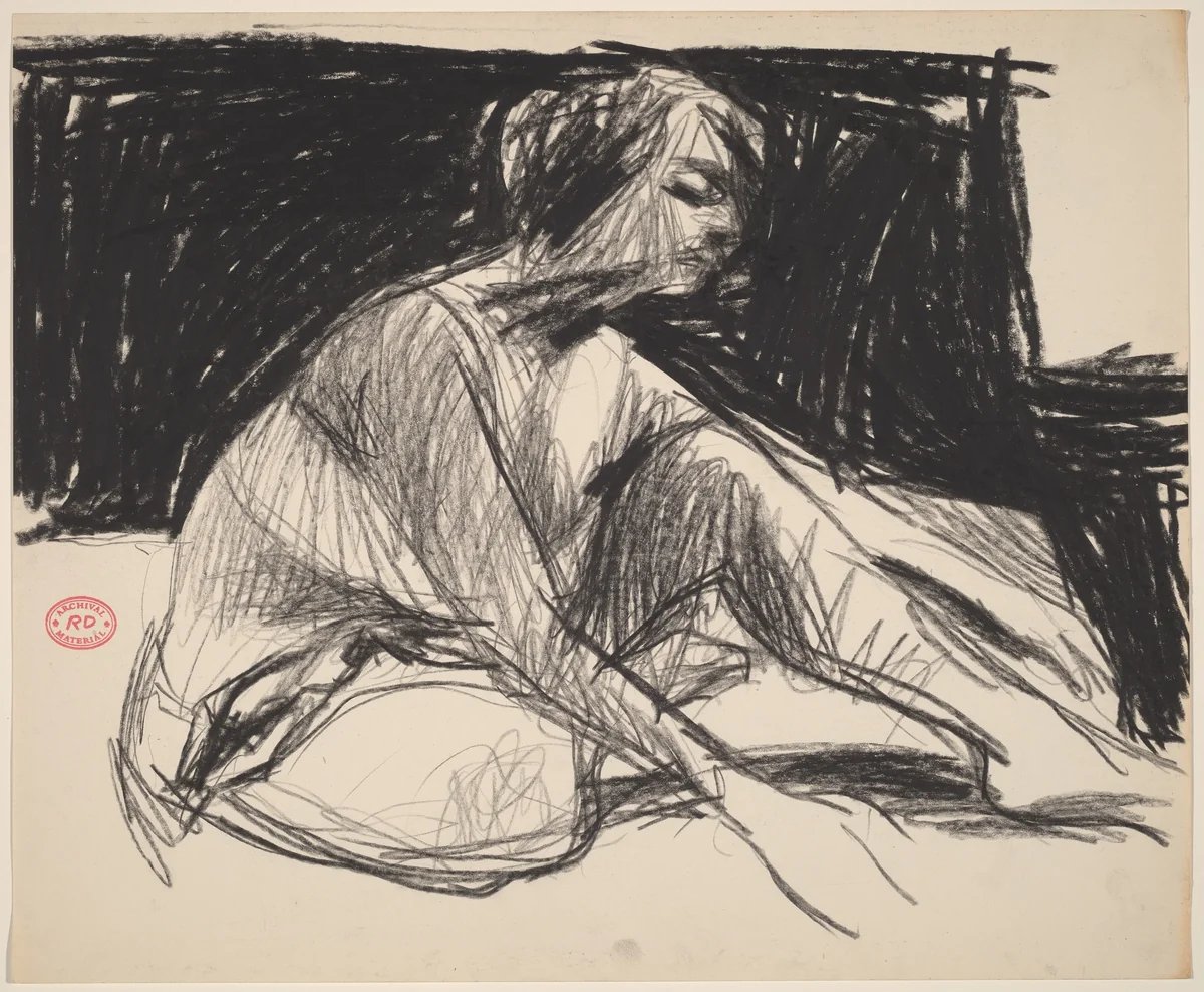 Untitled [seated woman leaning forward] by Richard Diebenkorn, drawing, 1955-1967