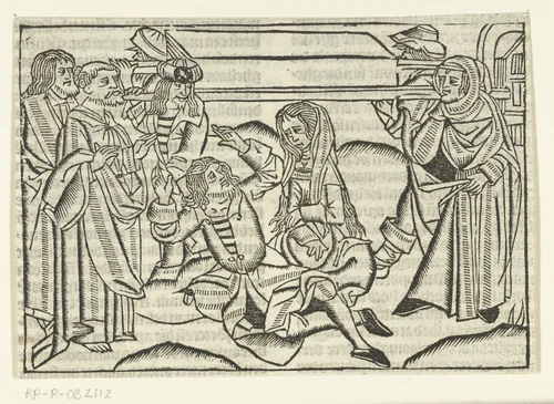 De dood van Ananias by Unknown, print, 1480-1500