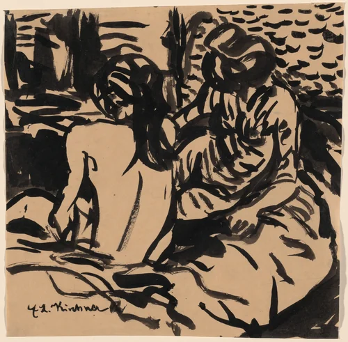 Two Women in the Room (Zwei Frauen im Raum) by Ernst Ludwig Kirchner, drawing, 1906