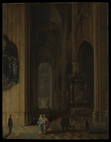 Interior of a Gothic Church at Night by Pieter Neeffs the Younger, painting, 1655-1665