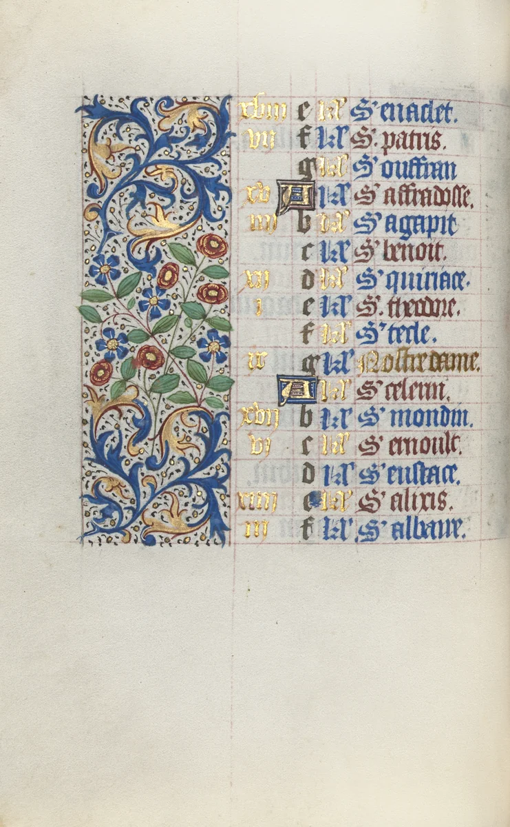 Book of Hours (Use of Rouen): fol. 3v by Master of the Geneva Latini, book, 1465-1475