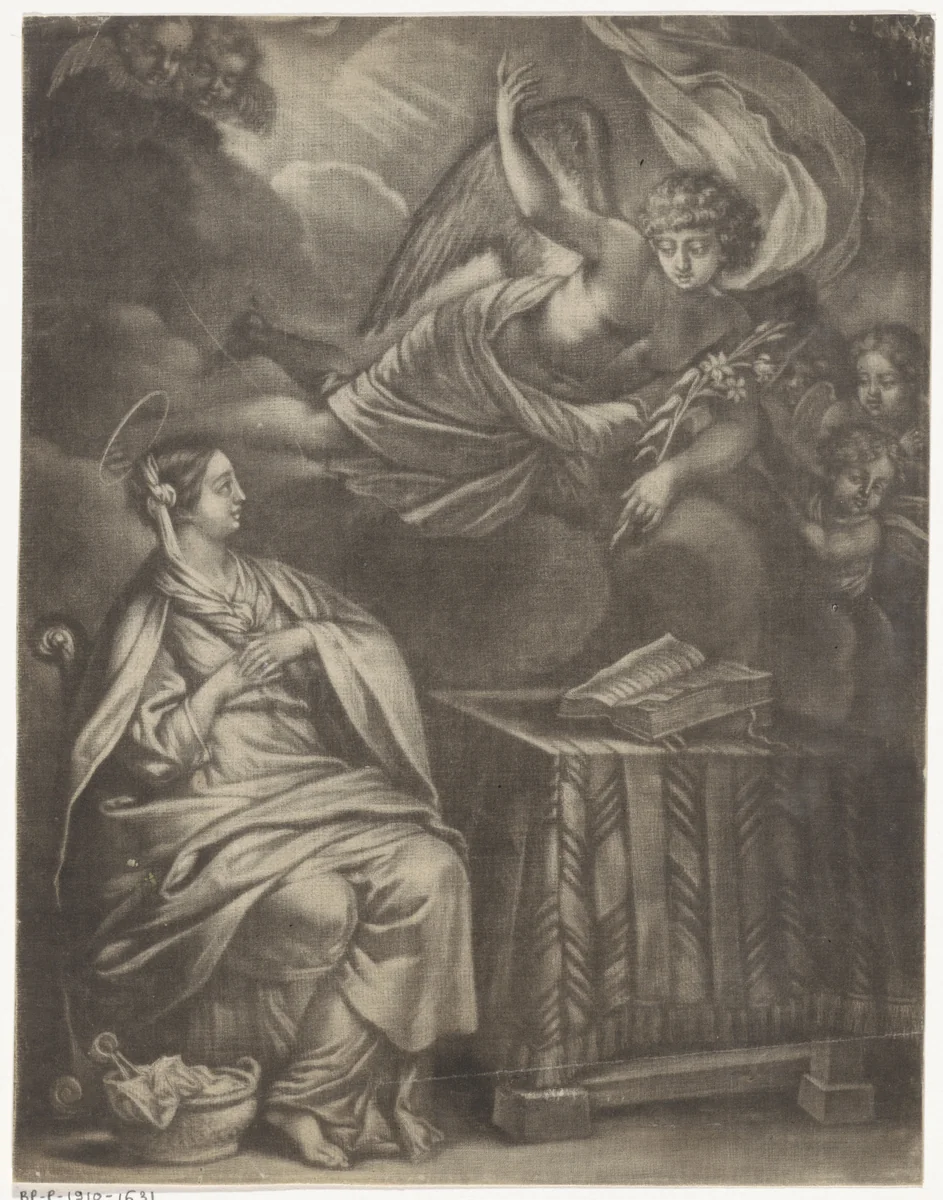 Annunciatie by anonymous, print, 1650-1800