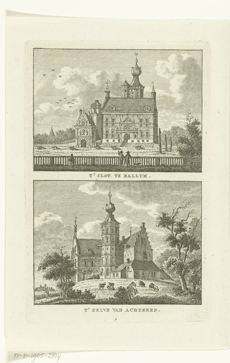Gezicht op het Camminghaslot te Ballum by Carel Frederik Bendorp, print, 1786-1792
