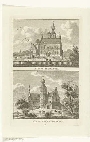 Gezicht op het Camminghaslot te Ballum by Carel Frederik Bendorp, print, 1786-1792