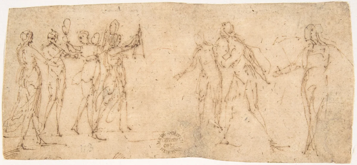 Procession of Musicians by Francesco Allegrini, drawing, 1624-1663