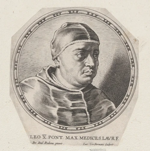 Portrait of Pope Leo X by Lucas Vorsterman, print, 1615-1675