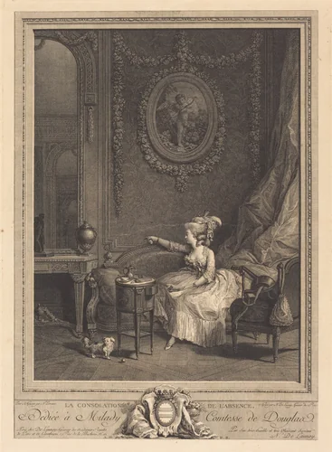 La Consolation de l'absence by Nicolas Delaunay, print, 1785