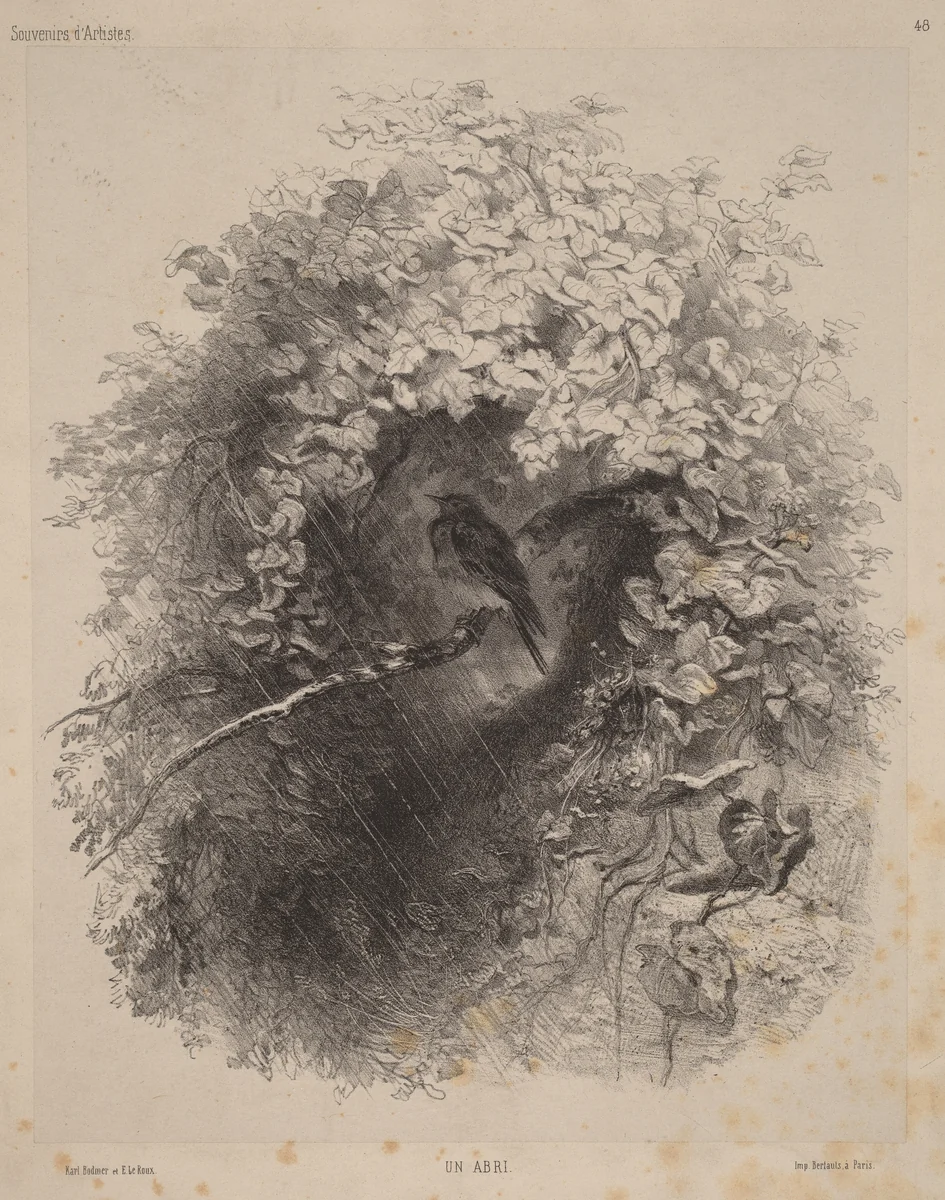 Un Abri (A Shelter) by Karl Bodmer, print, 1858