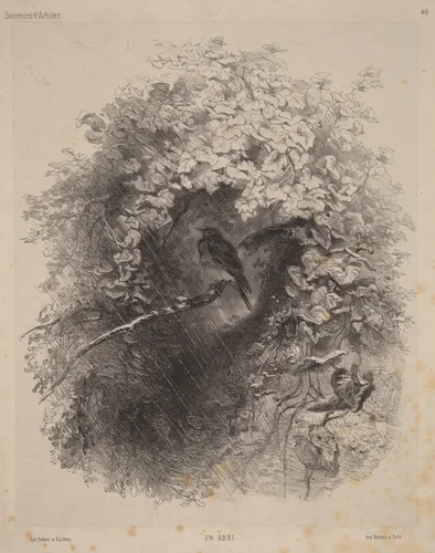 Un Abri (A Shelter) by Karl Bodmer, print, 1858